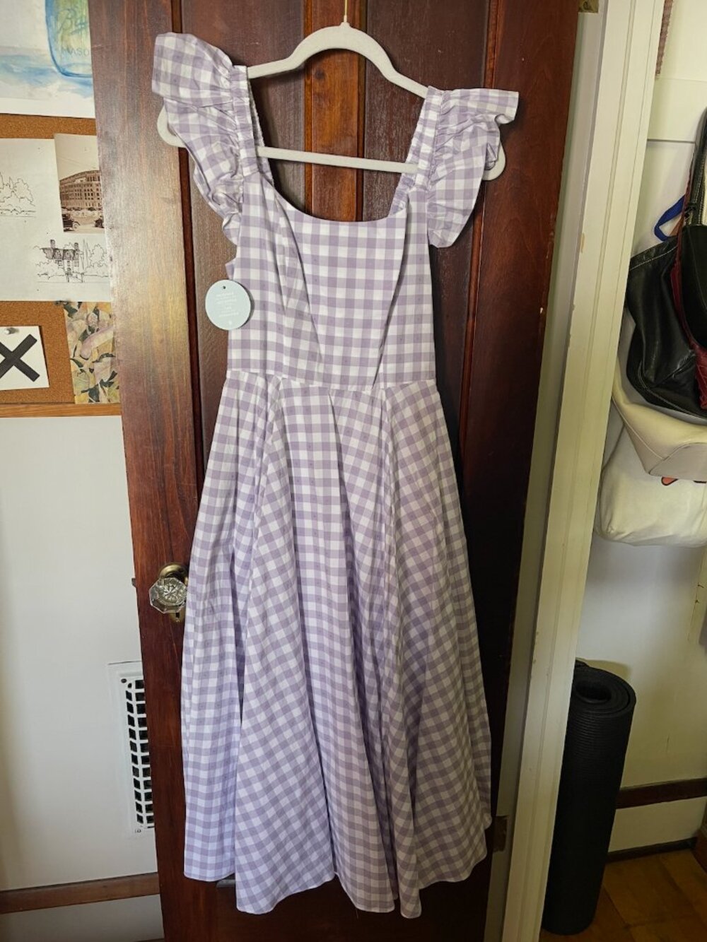 NWT Hill House Home The Daphne Dress in Lilac & White Gingham